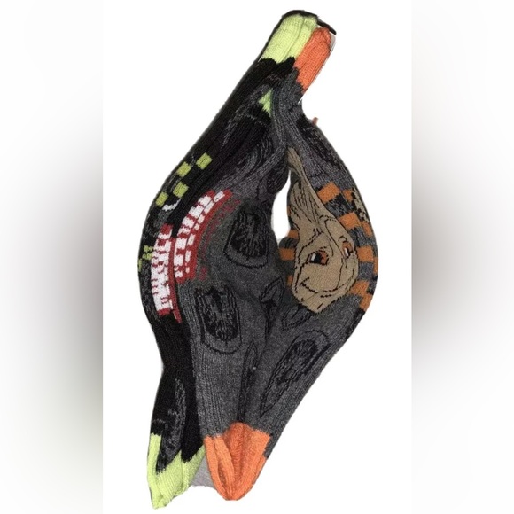 Guardians of the Galaxy Groot Rocket Raccoon Crew Socks 2Pair Men 6-12 Black NEW - Picture 5 of 8